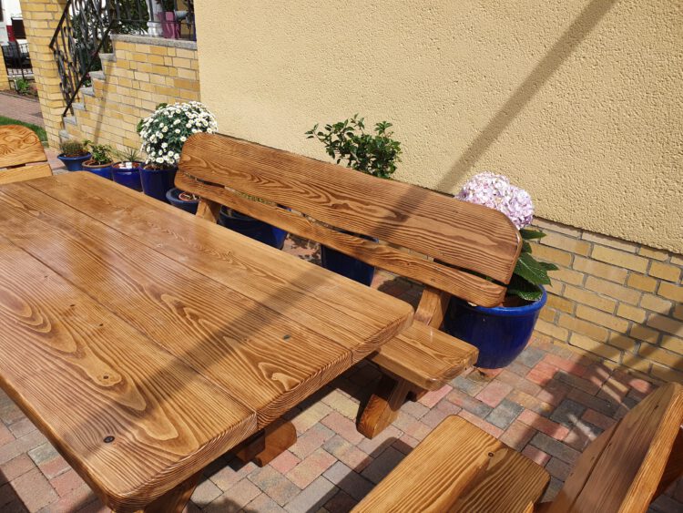 Gartenmöbel Set Holz Runder oder Rechteckig Tisch Rustikal